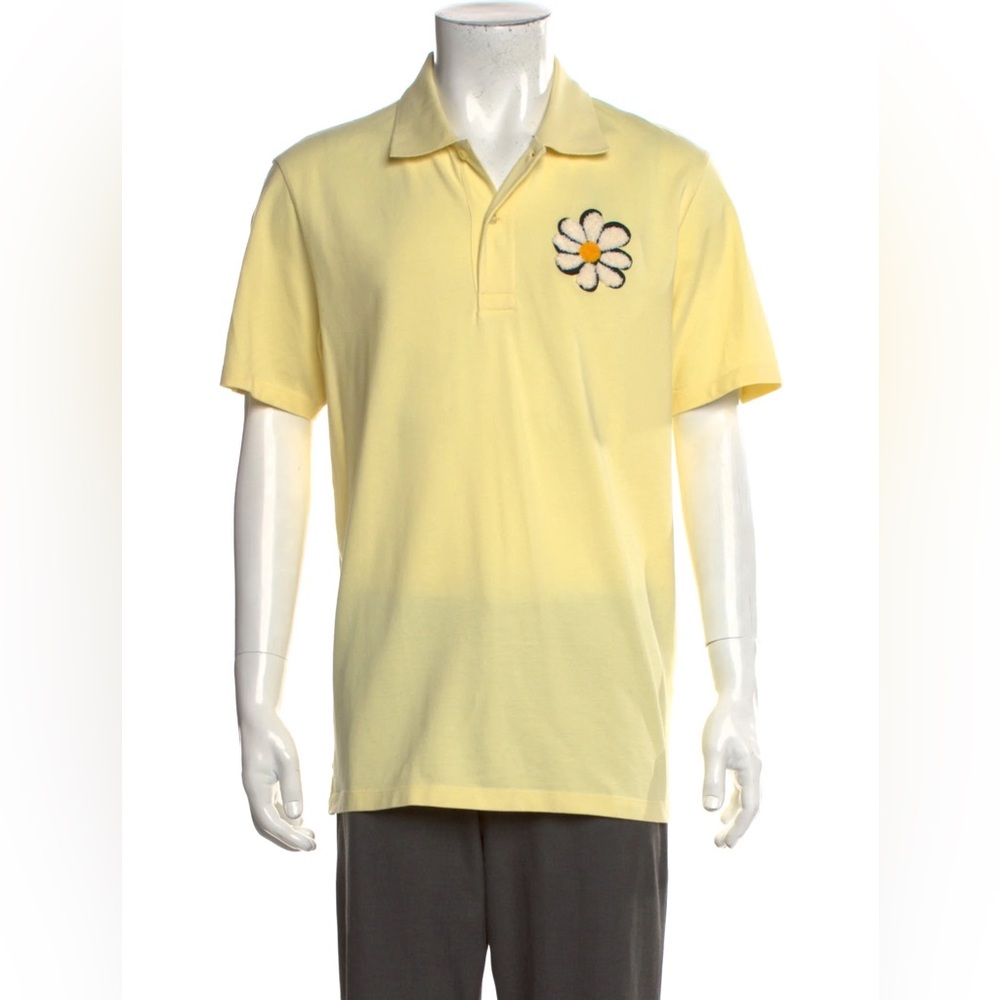 Sandro Light Yellow Polo with Daisy Embroidery